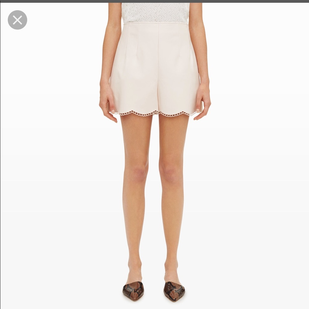 Club Monaco | faux leather shorts with scallop detail